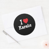 Ik hou van Karate hart op maat gepersonaliseerd Ronde Sticker (Envelop)
