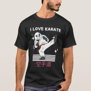 Ik hou van Karate Kawaii Panda Karate Japanse anim T-shirt