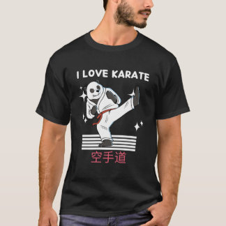Ik hou van Karate Kawaii Panda Karate Japanse Anim T-shirt