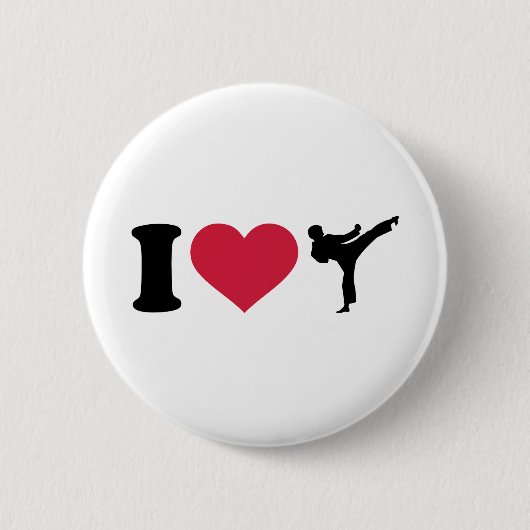 Ik hou van Karate Kickboxing Ronde Button 5,7 Cm (Voorkant)