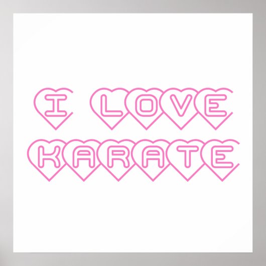 Ik hou van Karate Pink Hearts Poster (Voorkant)