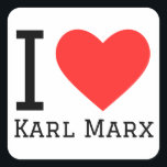 Ik hou van Karl Marx Vierkante Sticker<br><div class="desc">Ik hou van Karl Marx,  voor liefhebbers van filosofie</div>