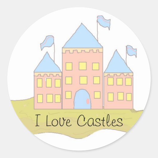 Ik hou van kastelen ronde sticker (Voorkant)