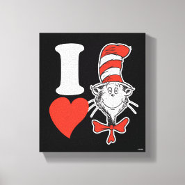Ik hou van Kat in de Hoed Canvas Afdruk