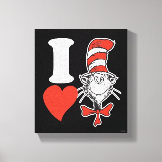 Ik hou van Kat in de Hoed Canvas Afdruk (Voorkant)