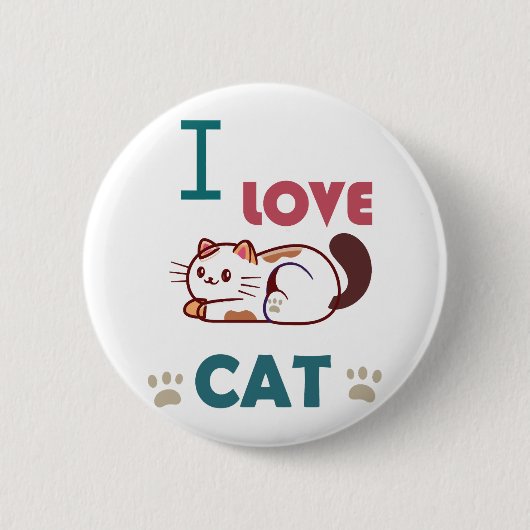 Ik hou van kat ronde button 5,7 cm (Voorkant)