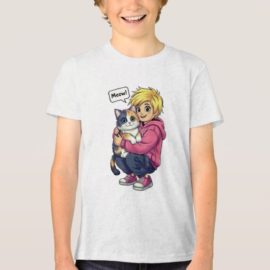 Ik hou van kat Tri-Blend shirt (Voorkant)