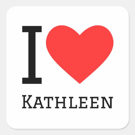 Ik hou van Kathleen Vierkante Sticker (Voorkant)
