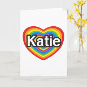 Ik hou van Katie. Ik hou van je Katie. Hart Kaart (Gele Bloem)