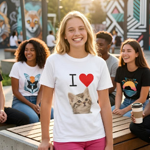 Ik hou van katten aangepaste kattenfoto kinderen t-shirt