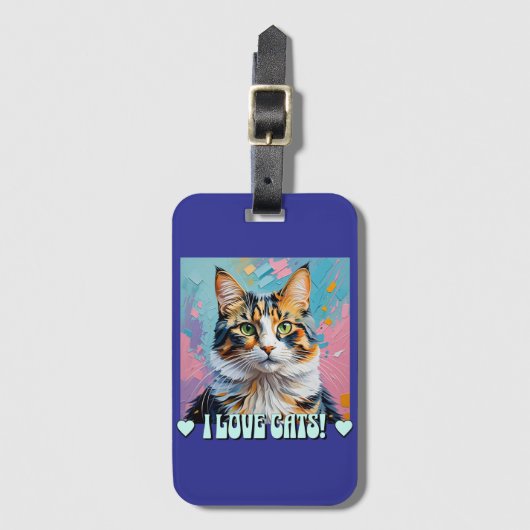 Ik hou van katten! bagagelabel (Voorkant (verticaal))