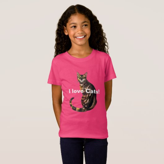 Ik hou van katten! Bengale kat T-Shirt (Voorkant volledig)