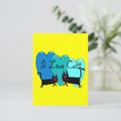 Ik hou van katten—Black Cat Art cadeaus Briefkaart (Staand voorkant)