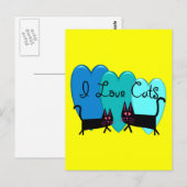 Ik hou van katten—Black Cat Art cadeaus Briefkaart (Voorkant / Achterkant)