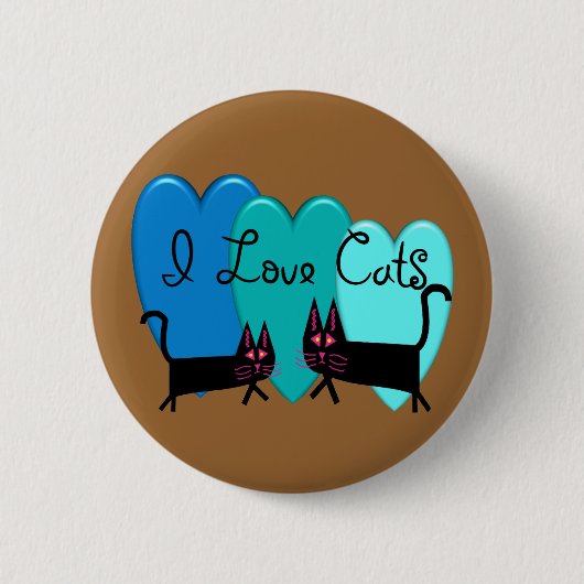 Ik hou van katten—Black Cat Art cadeaus Ronde Button 5,7 Cm (Voorkant)