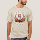 Ik hou van katten, boeken en koffie t-shirt (Voorkant)