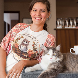 Ik hou van katten, boeken en koffie t-shirt