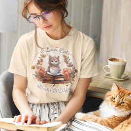 Ik hou van katten, boeken en koffie t-shirt