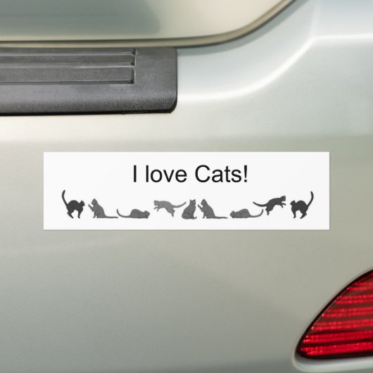 Ik hou van katten bumper sticker (Op auto)
