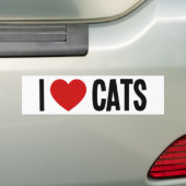 Ik hou van katten bumpersticker (Op auto)