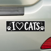 Ik hou van katten bumpersticker zwart en wit (Op auto)