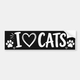 Ik hou van katten bumpersticker zwart en wit