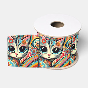 Ik hou van Katten Cat Mexican Folk Art Talavera st Grosgrain Lint