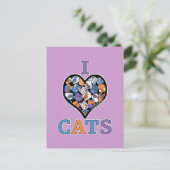 Ik hou van katten - collage hart briefkaart (Staand voorkant)