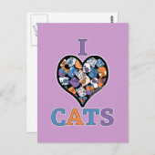 Ik hou van katten - collage hart briefkaart (Voorkant / Achterkant)