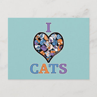 Ik hou van katten - collage hart briefkaart