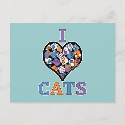 Ik hou van katten - collage hart briefkaart (Voorkant)