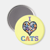 Ik hou van katten - collage hart magneet (Voorkant / Achterkant)