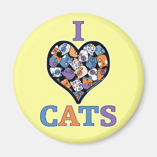 Ik hou van katten - collage hart magneet