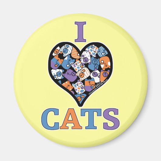 Ik hou van katten - collage hart magneet (Voorkant)