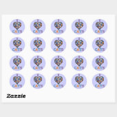 Ik hou van katten - collage hart ronde sticker (Vel)