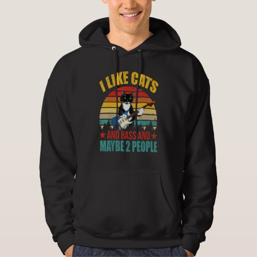 Ik hou van katten en bas en misschien 2 mensen git hoodie (Voorkant)