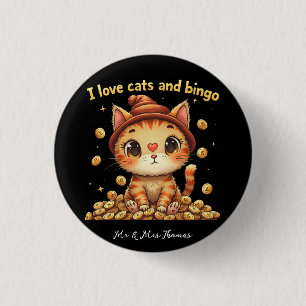 Ik hou van katten en Bingo Perfect Combo Bingo Lie Ronde Button 3,2 Cm