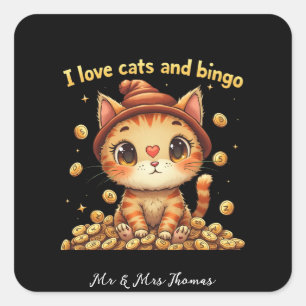 Ik hou van katten en Bingo Perfect Combo Bingo Lie Vierkante Sticker
