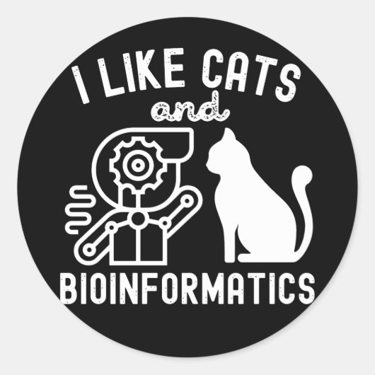 Ik hou van katten en bio-informatica ronde sticker (Voorkant)