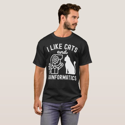 Ik hou van katten en bio-informatica t-shirt (Voorkant volledig)