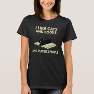Ik hou van katten en boeken en misschien 3 mensen t-shirt