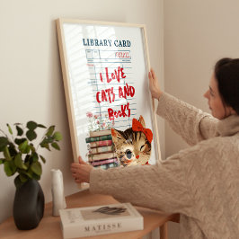 Ik hou van katten en boeken foto afdruk