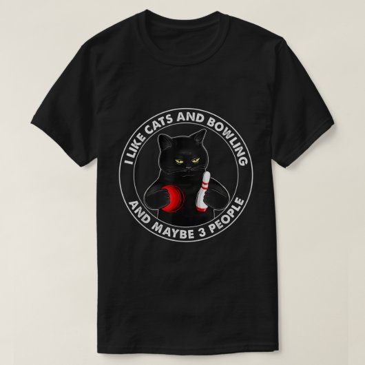 Ik hou van katten en bowlen en misschien 3 mensen t-shirt (Design voorkant)