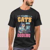 Ik Hou Van Katten en Codeer Programmer Passie Tech T-shirt (Voorkant)
