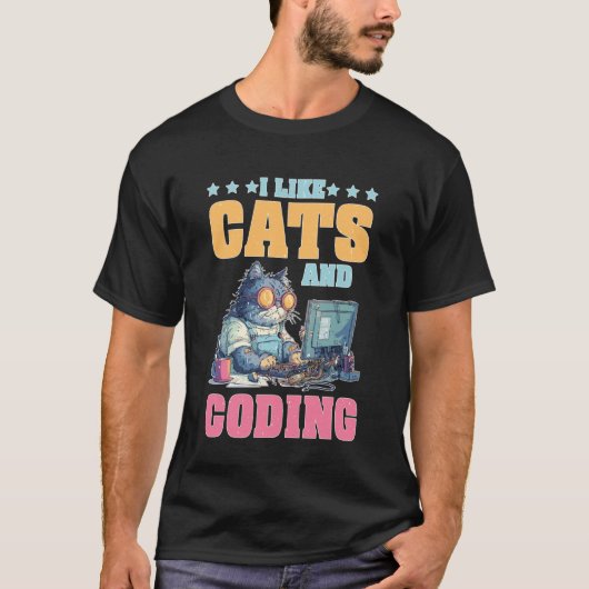 Ik Hou Van Katten en Codeer Programmer Passie Tech T-shirt (Voorkant)