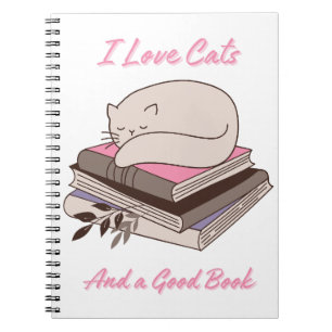 Ik hou van katten en een goed boek notitieboek