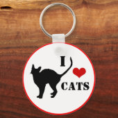 Ik hou van katten en hart met zwarte kat, Kitten Sleutelhanger (Voorkant)