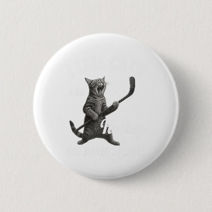 Ik Hou Van Katten En Hockey Misschien 3 Mensen Gra Ronde Button 5,7 Cm