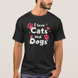 Ik hou van katten en honden, huisdieren t-shirt