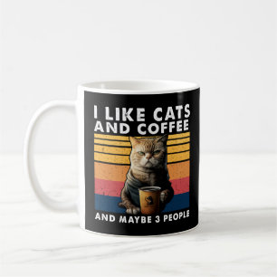 Ik hou van katten en koffie en misschien 3 mensen  koffiemok